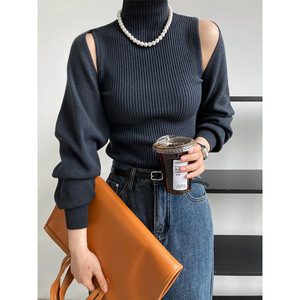Frauen Roll kragen weste Stricks chal Strickjacke Herbst Frauen Zweiteilige Pullover Set - Product Image 1