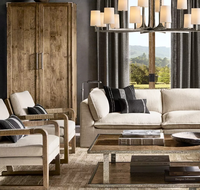 Canapé modulaire RH en 3 pièces en forme de L avec tissu en microfibre et rembourrage en éponge, design postmoderne pour salon