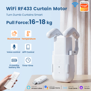 มอเตอร์ม่าน WiFi พร้อมไฟ ควบคุมอุณหภูมิ ผ่านแอป Tuya Smart Life รองรับ Alexa และ <span class=keywords><strong>Google</strong></span> <span class=keywords><strong>Voice</strong></span> ระยะควบคุม 10 เมตร รับน้ำหนักได้ 18 กก. ใช้ได้กับรางม่านแบบโรมัน T/U - Product Image 2
