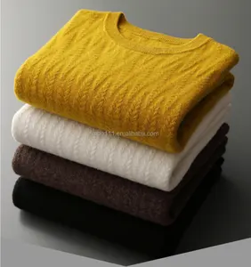 2024Custom make jacquard pattern maglioni da uomo in cotone cashmere lavorato a maglia in lana maglione girocollo da uomo