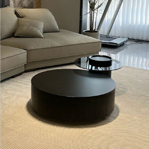 Set 3 pezzi moderno in metallo nidificante tavolino da caffè nero oro rotondo occhiali da soggiorno mobili - Product Image 3