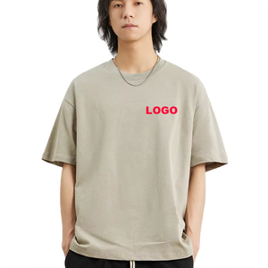 Ropa de hombre Camiseta de gran tamaño 100% algodón estampado en relieve ropa de calle Hip Hop lavado ácido en blanco logotipo personalizado camiseta Vintage para hombres - Product Image 1