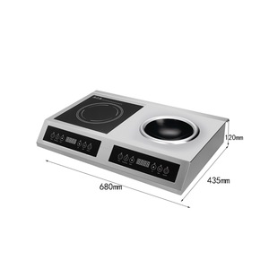 Table de cuisson à induction double foyer 3500W+3500W, étanche, plate et concave, pour usage en cuisine d'hôtel AM-CD208 3500W - Product Image 2