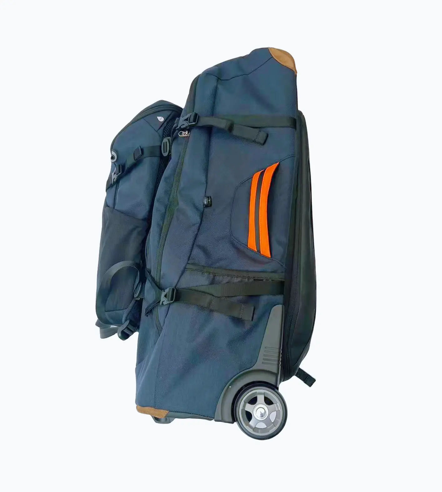 15L + 60L Senderismo Mochila Equipaje impermeable con dos ruedas desmontables en una bolsa y un equipaje 2 piezas en un juego convertible