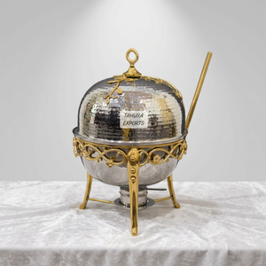 Beautiful Look New Top Trending Round Style Chafing Dish With Ornate <b>Legs</b> With Lid High-Quality Brass And Stainless For Wedding - Product Image 1
