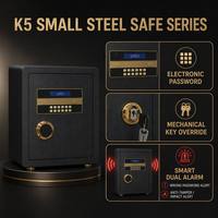 Caja Fuerte Pequeña de Acero K5 con Cerradura Electrónica de Contraseña, Llave Mecánica de Emergencia y Alarma Doble Inteligente para Hogar, Oficina y Hotel