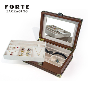 FORTE Luxury Portable Jewelry Organizer Rectangle PU Storage Case Travel <b>Gifts</b> Jewellery <b>Boxes</b> for Women - Product Image 2