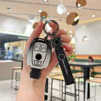 Casing Kunci Mobil dari Logam Paduan Seng, Silika Gel, dan TPU untuk Mercedes Benz Maybach C200L S450L CLASS, Dilengkapi Gantungan Kunci dan Kantung