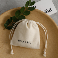 Sacs à cordon en coton naturel recyclable et écologique, pochette en coton doux pour l'emballage de bijoux et d'ornements