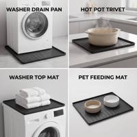 Tapis de lavage multi-usages en silicone pour dessus de machine à laver et base de sèche-linge, imperméable, antidérapant, tapis d'alimentation pour animaux de compagnie, dessous de plat résistant à la chaleur