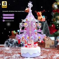 Ensemble de construction en blocs de plastique ABS DIY, boîte à musique en cristal en forme de sapin de Noël, design rotatif, assemblage créatif, cadeau de décoration