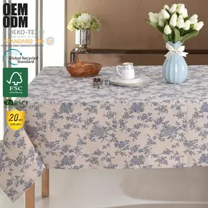 Padrão personalizado Tamanho Material Impermeável Interior Exterior Impresso Cobertura De Mesa Pano Guardanapo Chá Placemat Mesa Runner Tablecloth Set