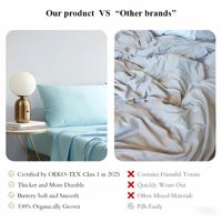 Ensemble de literie en bambou OEKO-TEX 100% - 4 pièces - 300TC - Ensemble de draps rafraîchissants et respirants - Tailles personnalisées disponibles pour la maison et l'hôtel