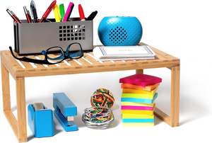 رف خزانة من الخيزران أحادي الطبقة حديث دولي <span class=keywords><strong>15</strong></span> \ \ "<span class=keywords><strong>X</strong></span> 10 \" <span class=keywords><strong>X</strong></span> 6 \ "لتنظيم أواني الطعام والحمام والمطبخ - Product Image 5