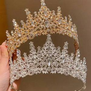 تيجان ملكية فضية مرصعة بالكريستال وأحجار الراين من تشجيانغ، إكسسوارات شعر عرائس بتصميم عتيق للحفلات العصرية - Product Image 1