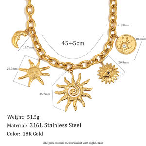 Dreamidea из нержавеющей стали позолоченное ожерелье Солнце Луна прелести Небесный дизайн модные 2025 Бохо ювелирные изделия для женщин - Product Image 6