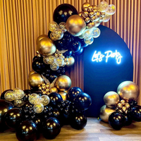 Großhandel Schwarz-Gold Latex-Ballon-Girlanden-Set mit Konfetti für Geburtstag Hochzeit Silvester Party-Dekoration Hintergrund