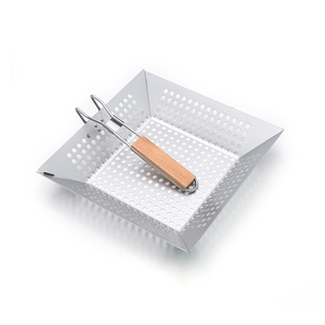 Cesta para Asar de Lujo, Cesta para Asar de Acero Inoxidable con Mango de Madera, Accesorio de Cocina Duradero para Barbacoa, para Parrillas de Carbón y Gas - Product Image 1
