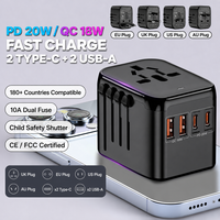 Adaptor Perjalanan USB Multifungsi 5-in-1 Pengisian Cepat GaN 20W PD + QC Global Roaming Kreatif dengan 2 Port Tipe-C dan 2 Port USB-A