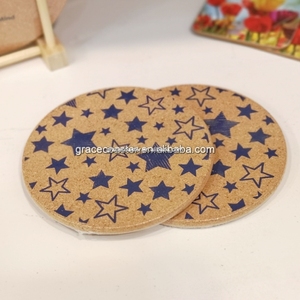 Classic Absorbent Eco-Friendly Cork <strong>Trivet</strong> with Silk Printed Straw Rope Hot Pot and Table Mat Set - Product Image 6
