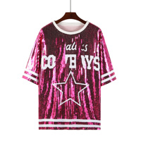 Prêt à expédier – Nouveauté – Vente chaude – Maillot de football Dallas Cowboys à sequins et strass, coupe courte, personnalisable