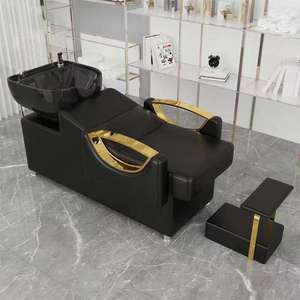 Unité de lavage de cheveux avec accoudoir doré, mobilier de salon pour poste de lavage capillaire - Product Image 3
