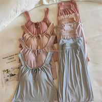 Ensemble de pyjamas minimalistes 2 pièces pour femmes, motif floral à pois, en modal, rembourré, tenue d'intérieur et de détente pour femmes