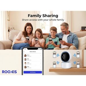 Cámara de Seguridad Interior Rooxis 2K Inalámbrica 360 PTZ WiFi, Monitor para Bebés y Mascotas, Detección de Movimiento, Seguimiento Automático, Visión Nocturna - Product Image 5
