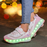 Chaussures de Patins à Roues Alignées Lumineuses à LED pour Adultes et Enfants 2 en 1, 4 Roues, Vitesse, Extérieur, Professionnel, Vente en Gros
