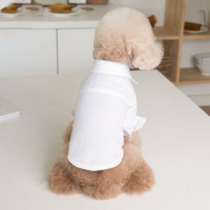 เสื้อเชิ้ตแขนยาวสำหรับสุนัขแมวสีขาวเสื้อผ้าสำหรับสัตว์เลี้ยงสุภาพบุรุษเสื้อสำหรับสุนัขฤดูใบไม้ร่วงฤดูใบไม้ผลิดีไซน์เรียบง่ายออกแบบได้ตามต้องการ - Product Image 4