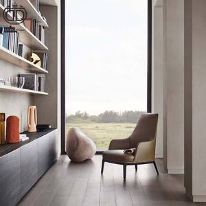 Ensemble de 2 fauteuils de lecture modernes en cuir et tissu Ensemble de luxe rembourré en bois à dossier haut gris blanc - Product Image 1