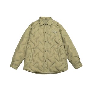 男式绗缝羽绒衬衫夹克，翻领，按扣口袋，冬季休闲，大码，加大码，6XL 7XL - Product Image 4