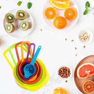 Juego de Tazas y Cucharas Medidoras Apilables de Plástico de Grado Alimenticio, Coloridas, 6 Piezas, <span class=keywords><strong>1</strong></span>/<span class=keywords><strong>4</strong></span> de <span class=keywords><strong>Taza</strong></span>, Utensilios de Cocina para Hornear - Product Image 6