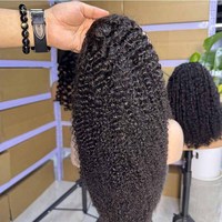 Demi-Perruque 100% Non Traitée Cheveux Humains Bouclés Crépus Afro, Perruques de Cheveux Humains Vierges Péruviens Bruts avec Bandeau