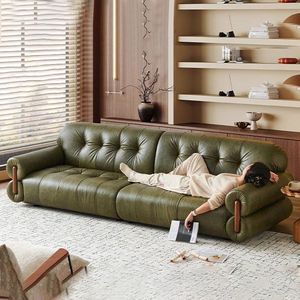 Divano in Pelle di Lusso Stile <span class=keywords><strong>Francese</strong></span> con Gambe in Legno di Ciliegio, Divano in Vera Pelle per <span class=keywords><strong>Arredamento</strong></span> Soggiorno - Product Image 5