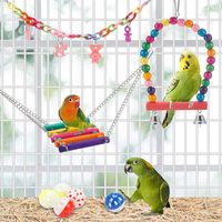 Jouet suspendu pour oiseaux, hamac, échelle d'escalade, jouets colorés en bois écologique pour cage à oiseaux, pour perroquet et perruche