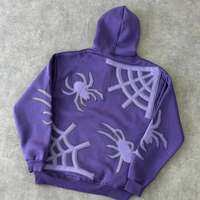 Hoodie Oversize Personnalisé avec Logo Imprimé en Relief, Style Streetwear Spider Lourd, Patch Brodé Appliqué, Effet Délavé à l'Acide