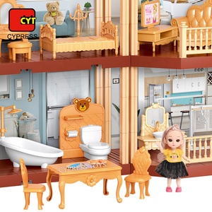 <span class=keywords><strong>Maison</strong></span> de poupée de luxe avec meubles et éclairage pour filles - Product Image 4