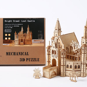 Vente en gros de puzzles 3D en bois, <span class=keywords><strong>château</strong></span> gothique médiéval, modè<span class=keywords><strong>le</strong></span> de construction d'église fantastique à assembler soi-même - Product Image 3