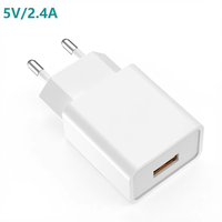 Chargeur mural USB 12W 5V 2.4A, adaptateur de charge rapide, prise EU, alimentation USB pour téléphone portable