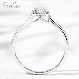 Anillo de Compromiso Clásico con Halo de Oro Blanco de 18K y Diamante Cultivado en Laboratorio de Corte Brillante Redondo de 0.39ct y 4.48mm, Color D, de Starsgem - Product Image 5