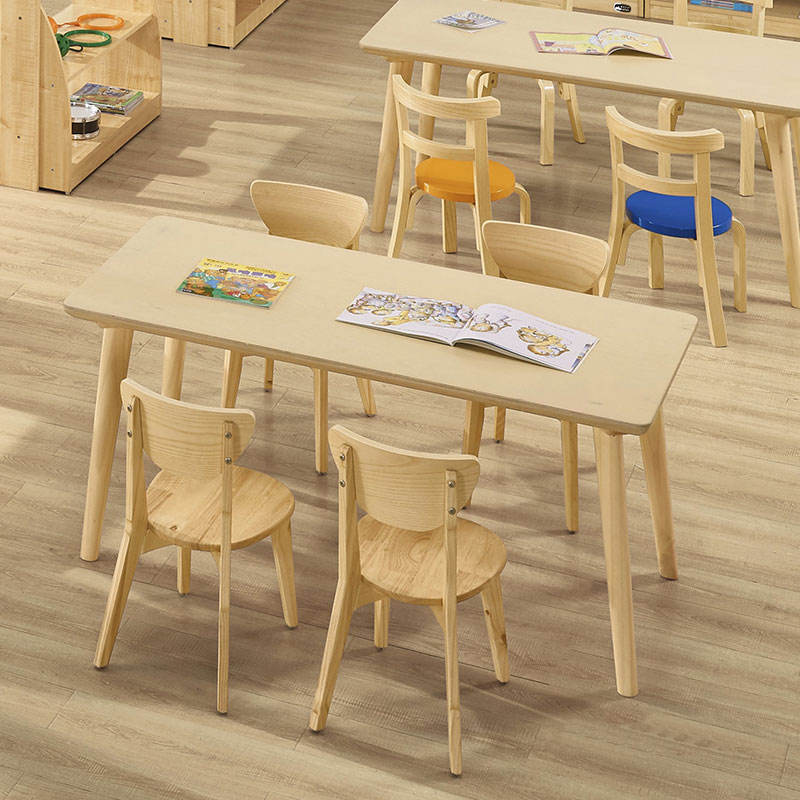 Moetry Modern Design Solid Wood Hexagon Study Table Chairs for Kindergarten  Nursery School Preschool Early Learning Daycare