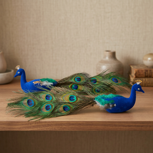 Adorno Decorativo con Forma de Pluma de Pavo Real Azul Verde, Decoración para el Hogar - Product Image 2