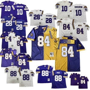 Jersey Minnesota Throwback Grosir Pabrik # 84 Lumut # 10 Tarkenton # 80 Carter # 28 AP # Jersey Sepak Bola Amerika Retro 88 Halaman - Product Image 1