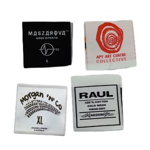 Étiquettes de marque personnalisées en satin damassé brodé, prix d'usine, logo personnalisé, étiquette personnalisée, polyester imprimé numériquement - Product Image 3