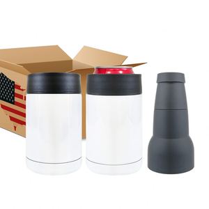 12Oz Shaped Double Walled Holder Sleeve Can Cooler White Blank Sublimation 3 in 1 <b>Thermos</b> With Beer <b>Bottle</b> Opener - Product Image 1