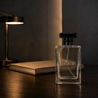 Flacon de parfum carré en verre transparent avec logo personnalisé, impression sérigraphique, pompe atomiseur, emballage de parfum rechargeable, 30 ml, 50 ml, 100 ml
