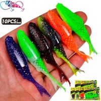 Nouvelles leurres souples à queue fourchue de 7,8 cm, 3,5 g, 10 pièces, 2 sections, avec appât olfactif – Pour la pêche en eau salée et en rivière, pour le brochet et la perche