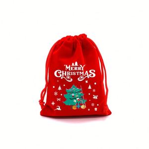 Bolsa de Regalo Navideña de Terciopelo Rojo con Cordón - Bolsa para Dulces y Galletas en Forma de Corazón, Venta al por Mayor en Yiwu, Zhejiang - Product Image 4