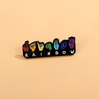 Broche en émail Arc-en-ciel Fierté Langue des signes ASL, Égalité, Main, Épingle de revers